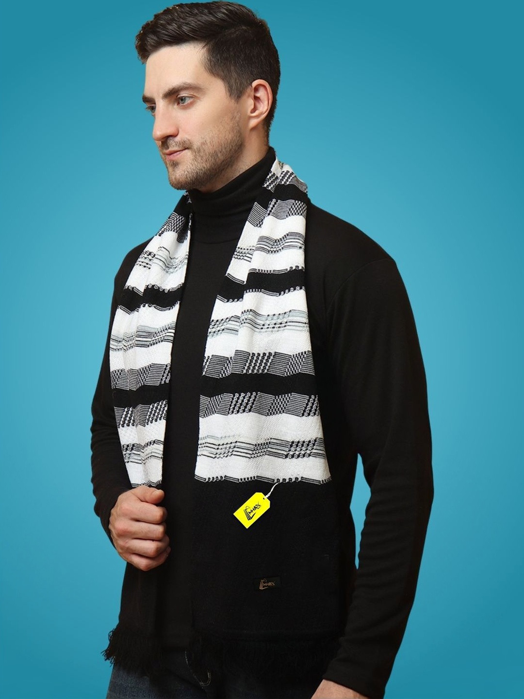 MHAX Men Striped Merino Wool Mufflers