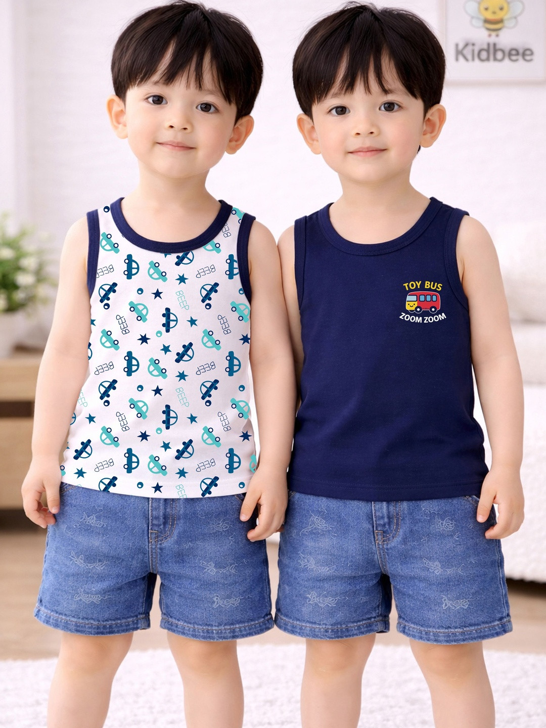 KidBee Pack of 2 Printed Cotton Tank