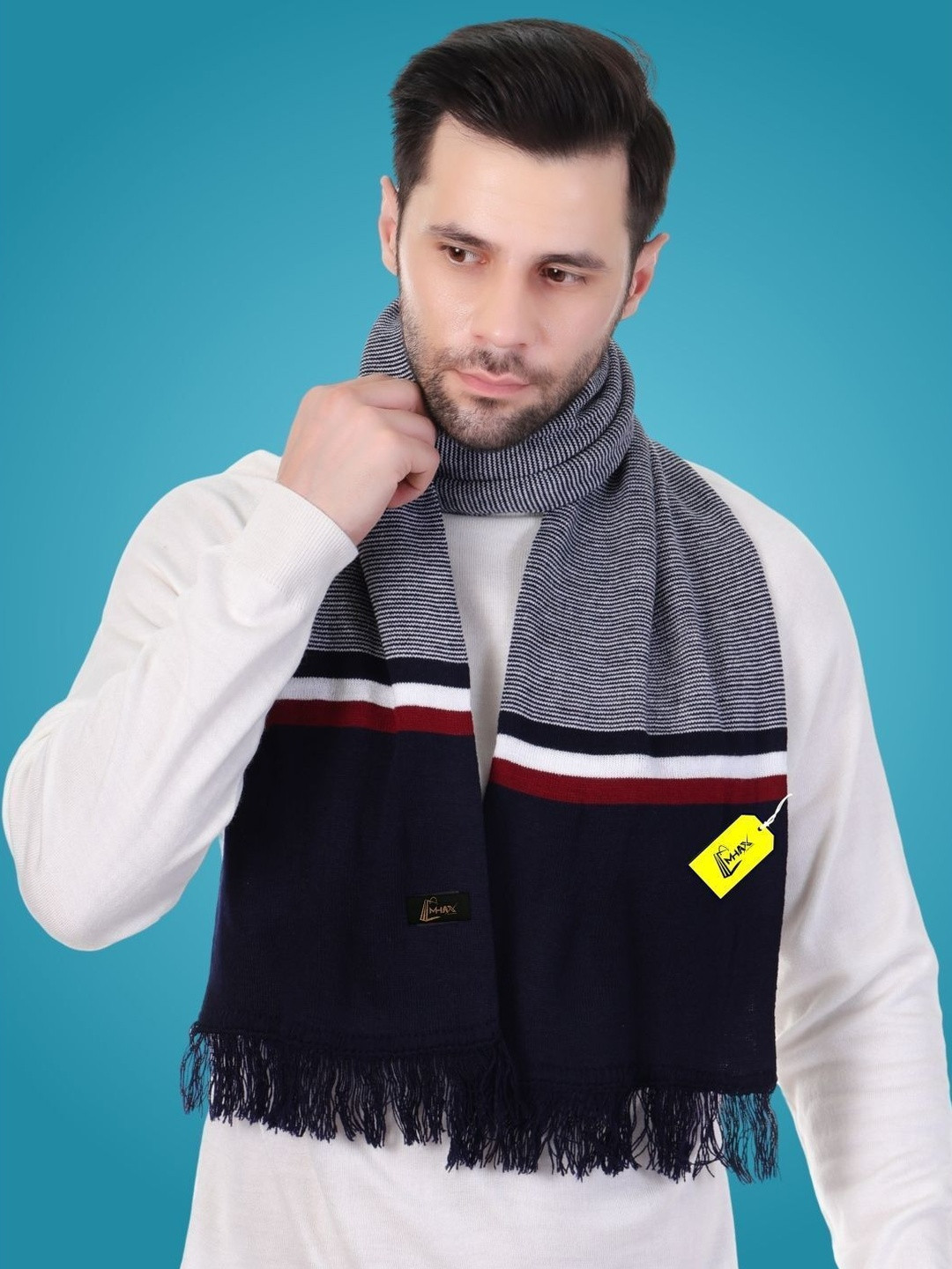 MHAX Men Striped Merino Wool Mufflers