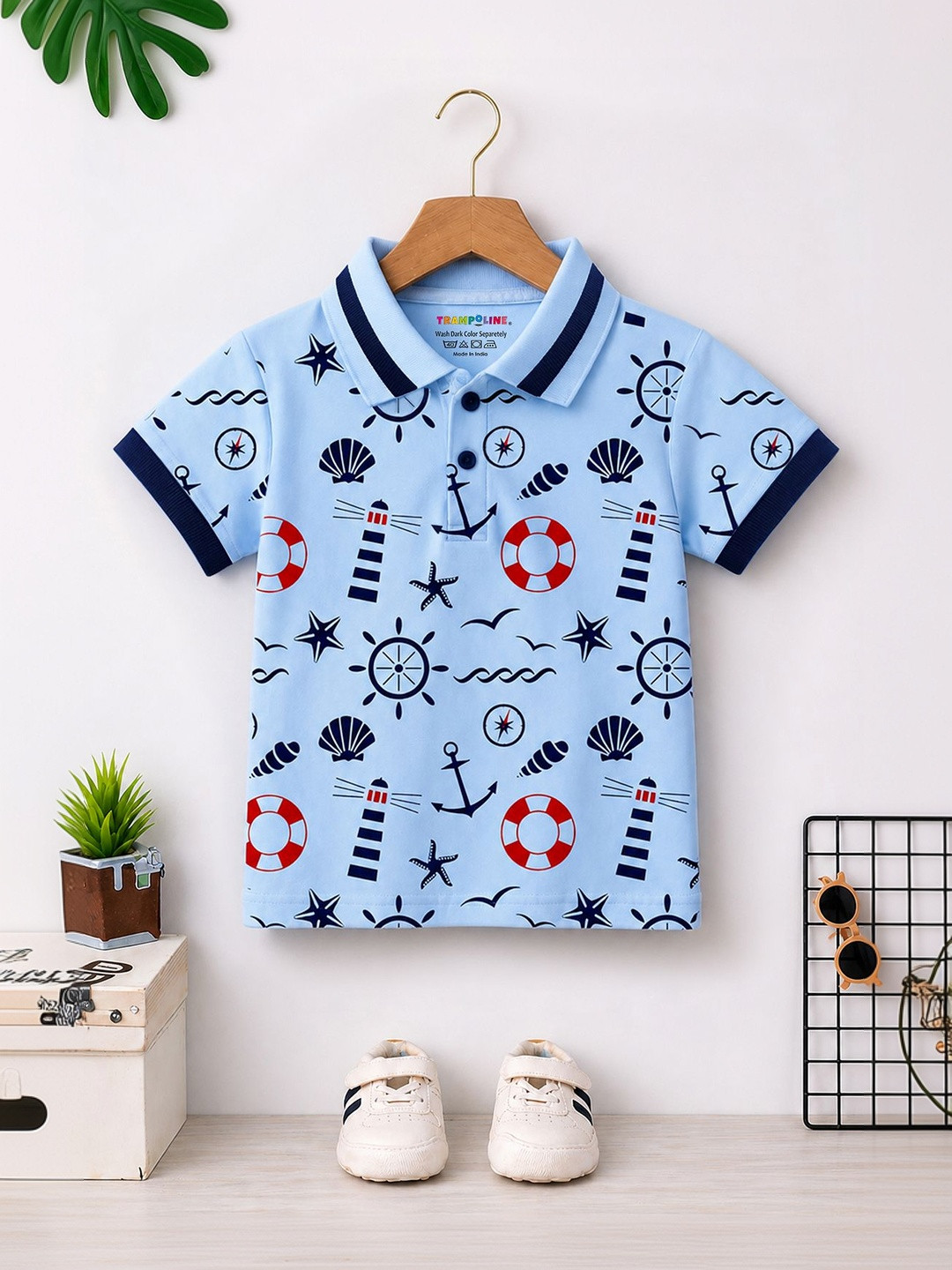 YK X Trampoline Boys Printed Polo Collar T-shirt