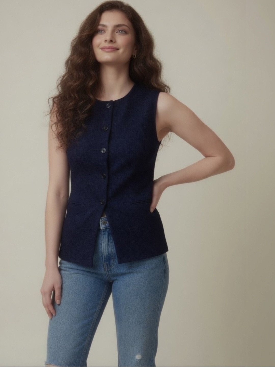 Chemistry Scoop Neck Sleeveless Waistcoat