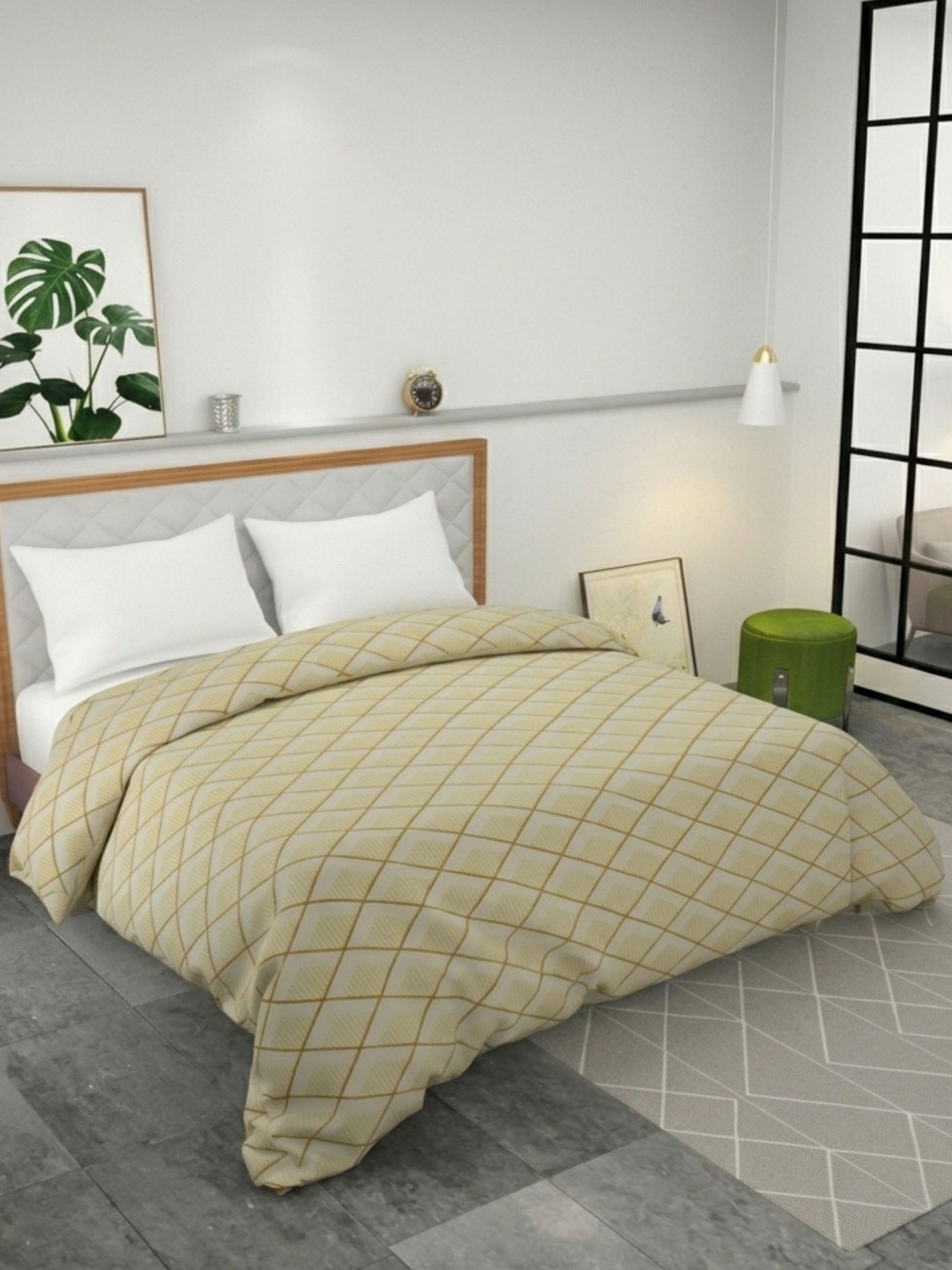 BELVOSTUM Beige Printed Cotton Duvet Cover