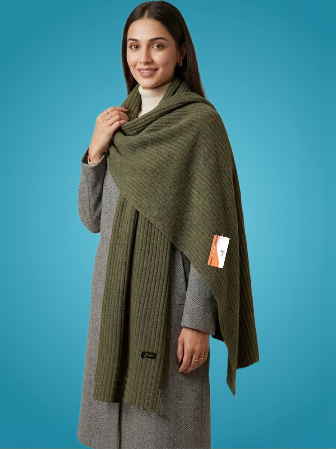 MHAX Women Ribbed Merino Wool Mufflers