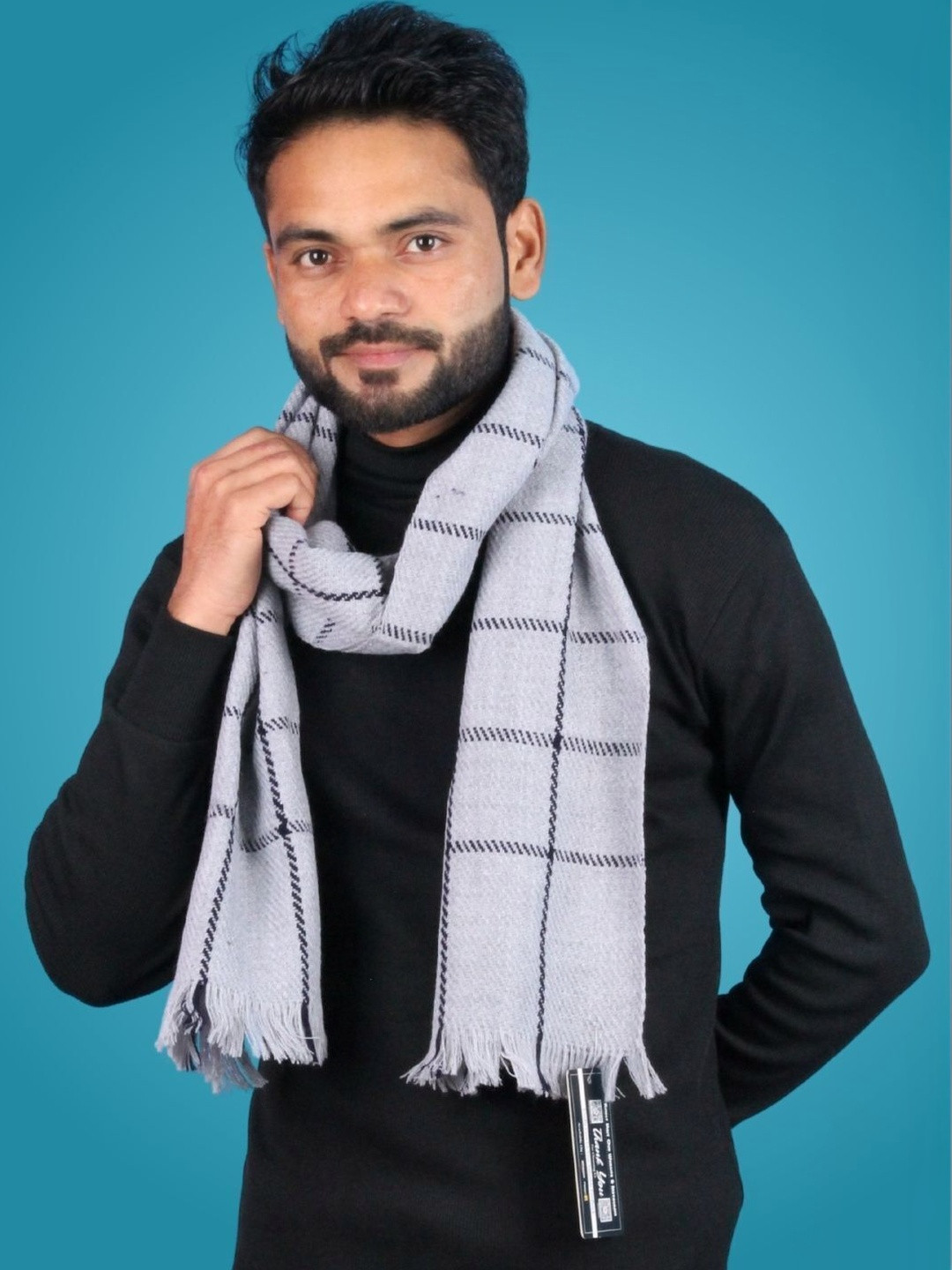 MHAX Men Checked Merino Wool Mufflers