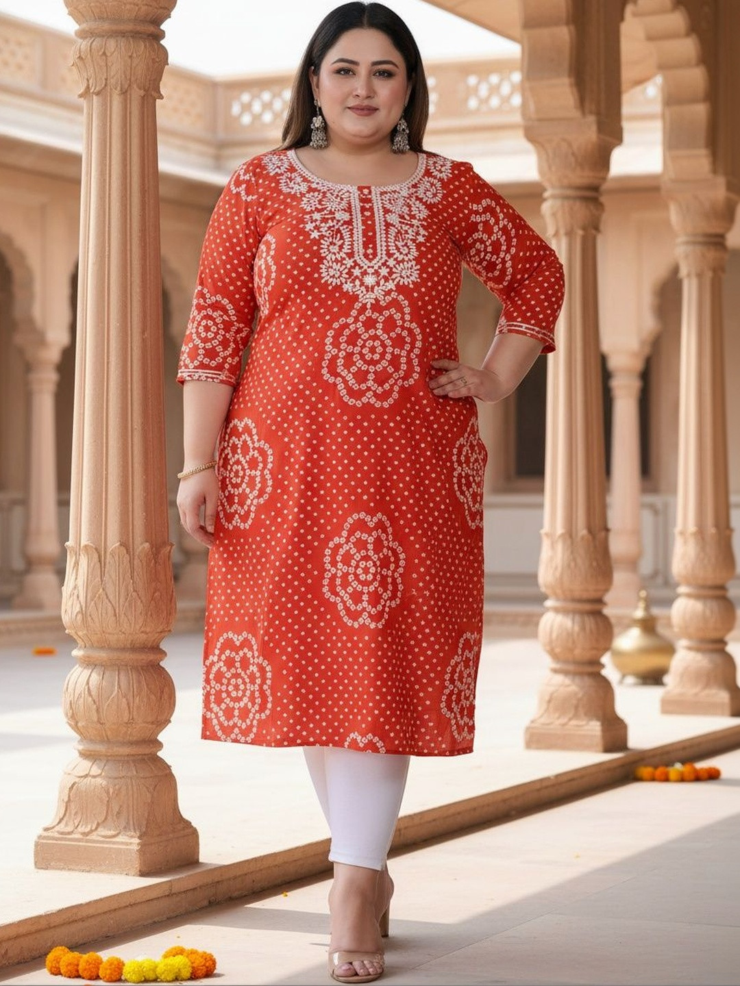 KALINI Women Ethnic Motifs Printed Thread Work Indie Prints Kurta