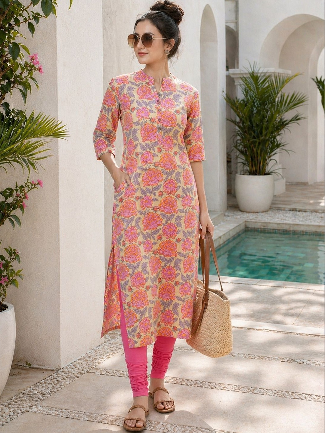 VASTROOP Women Floral Printed Indie Florals Kurta
