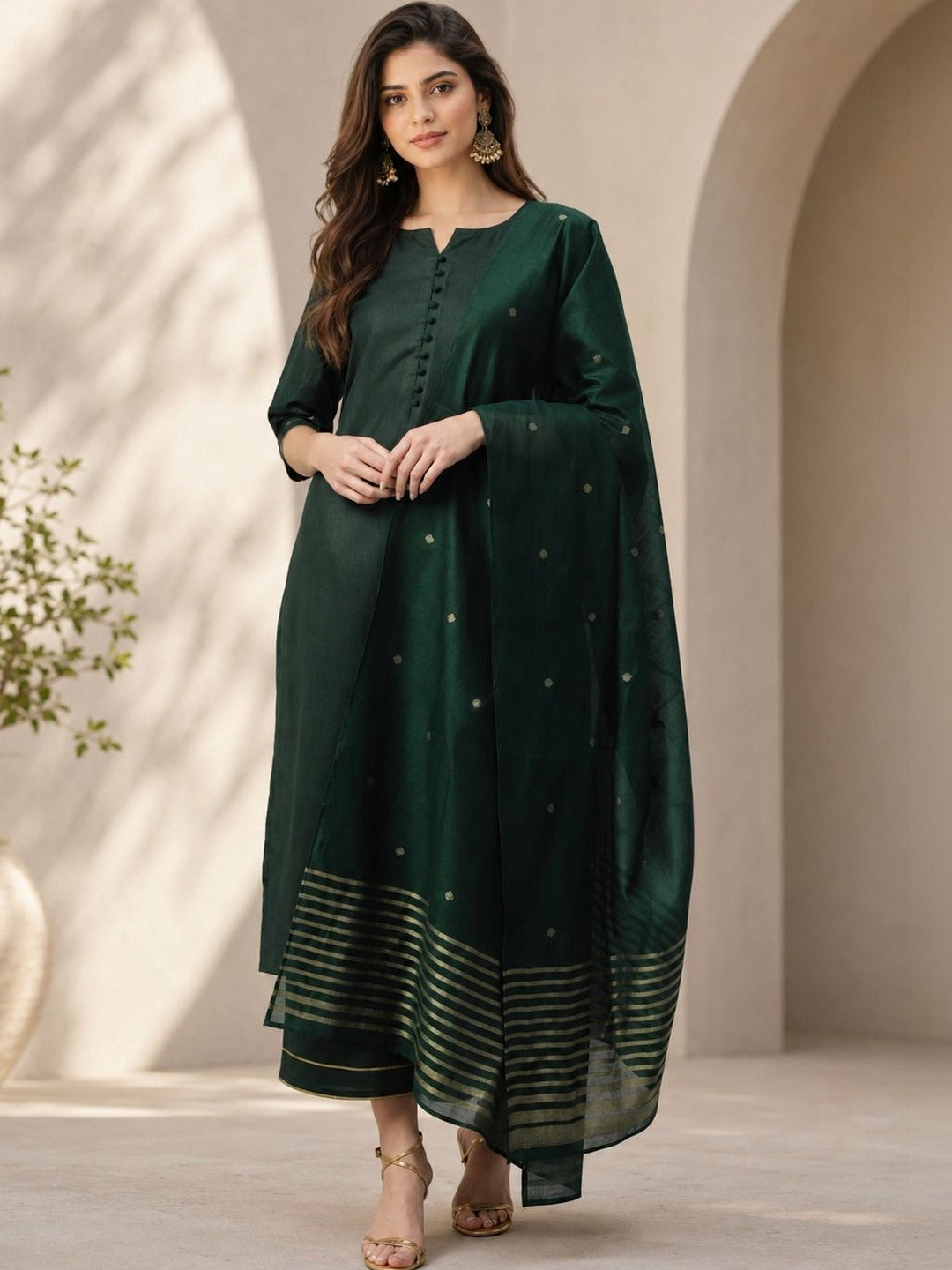 Chhipa Prints Women Ethnic Motifs Regular Kurta with Trousers & With Dupatta