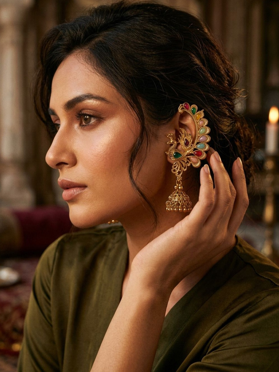 SZN Peacock Shaped Ear Cuff Earrings