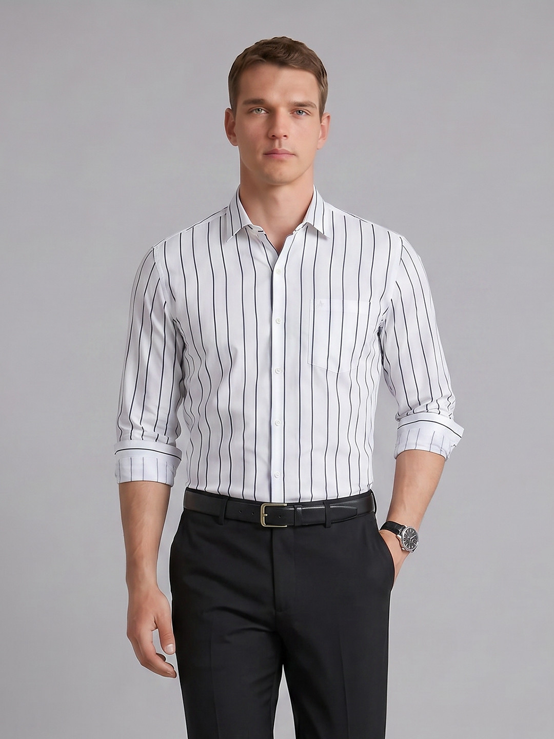 Arrow Vertical Striped Slim Fit Pure Cotton Formal Shirt