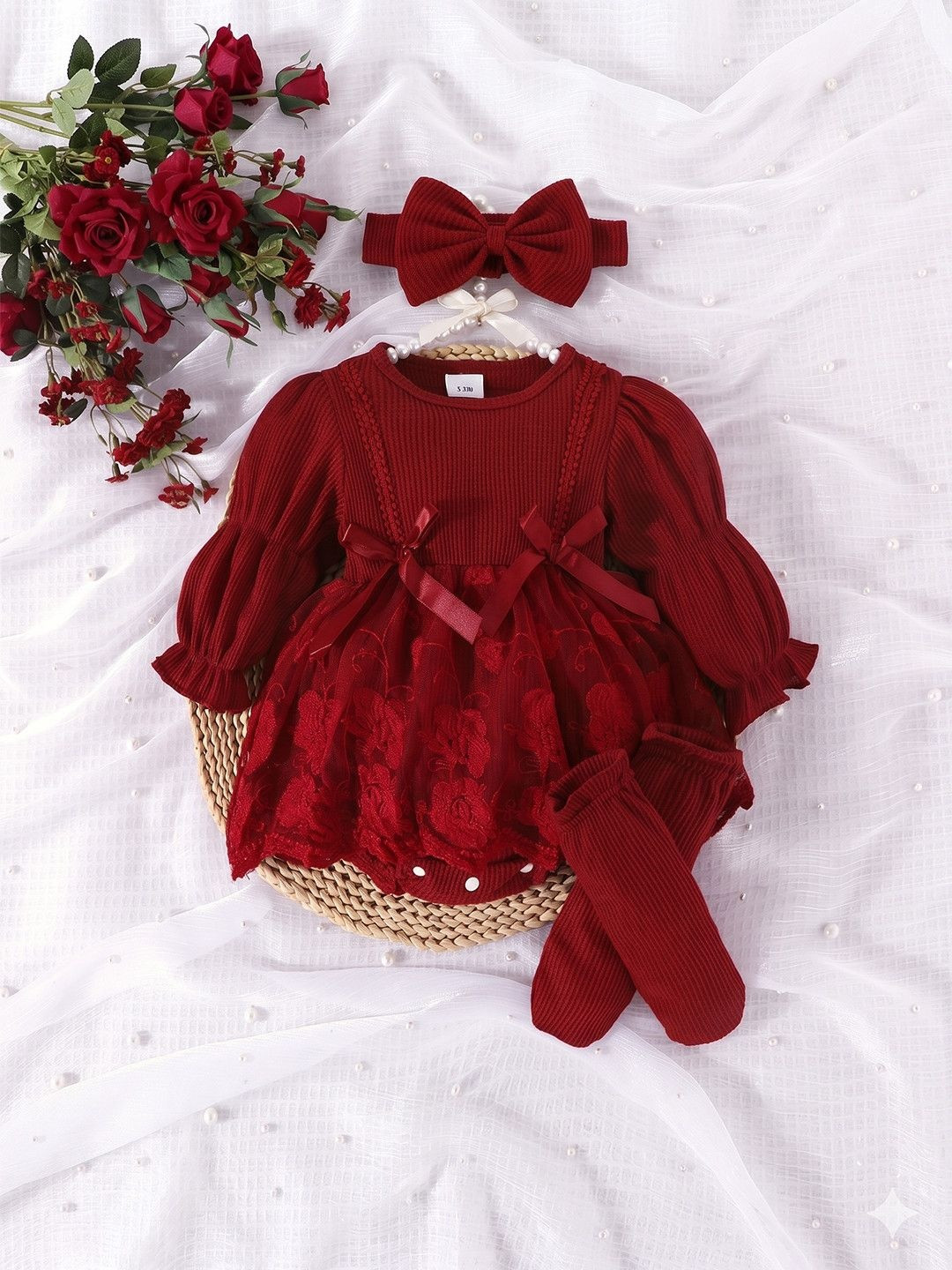 Sparklepop Floral Puff Sleeve Fit & Flare Midi Dress