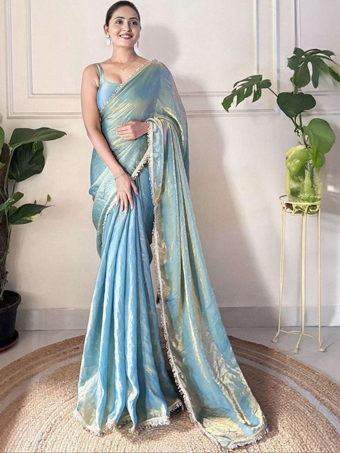 Branzios Sequinned Satin Designer Saree