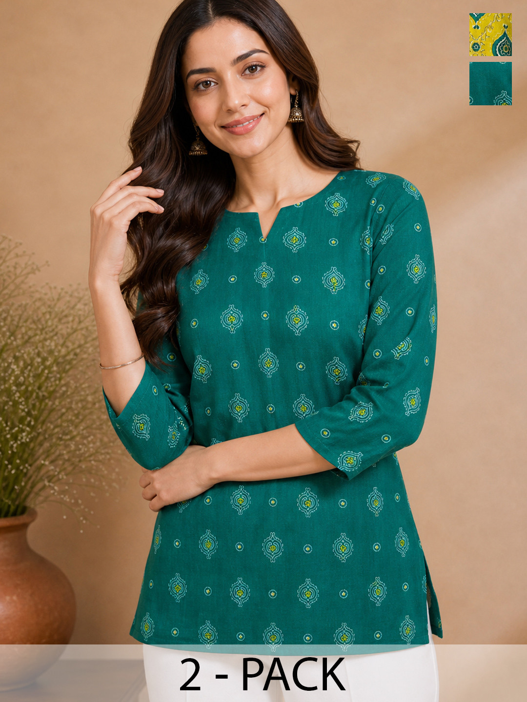 JANKHI Pack Of 2 Ethnic Motifs Printed Kurti