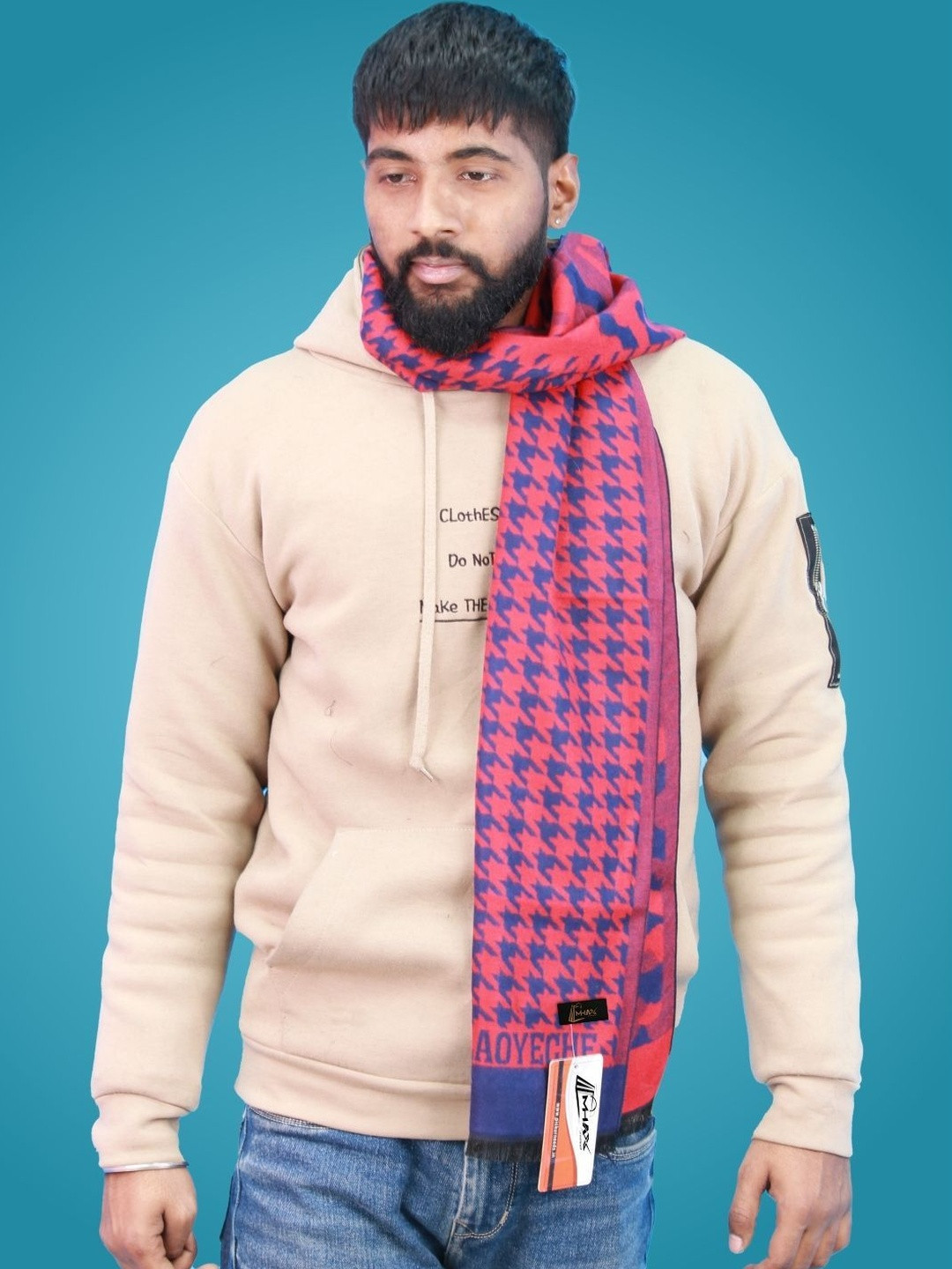 MHAX Men Patterned Merino Wool Mufflers