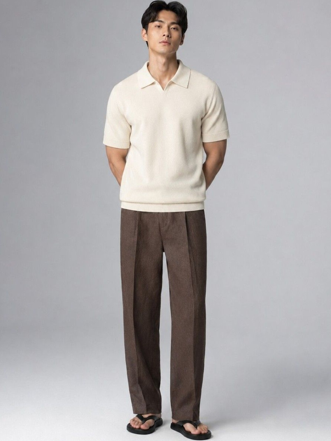 SAINT PEACH Men Polo Collar Slim Fit T-shirt