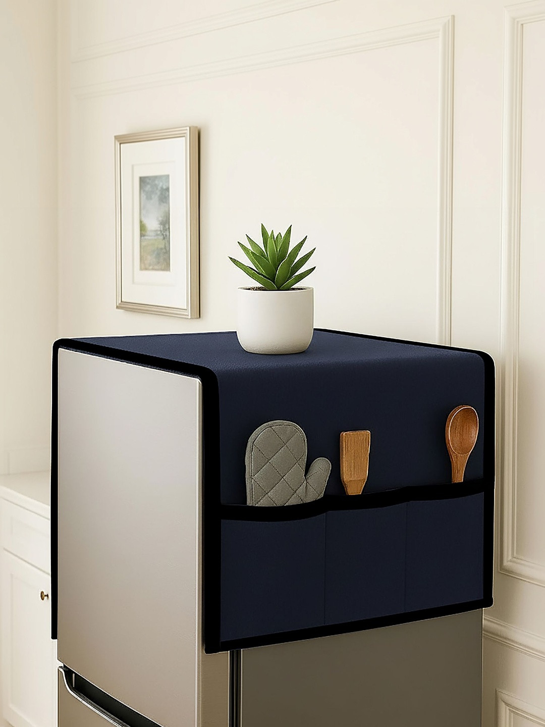 Fancy Walas Navy Blue Refrigerator Appliance cover