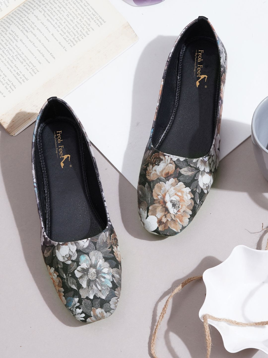 Froh Feet Printed Square Toe Slip-On Ballerinas