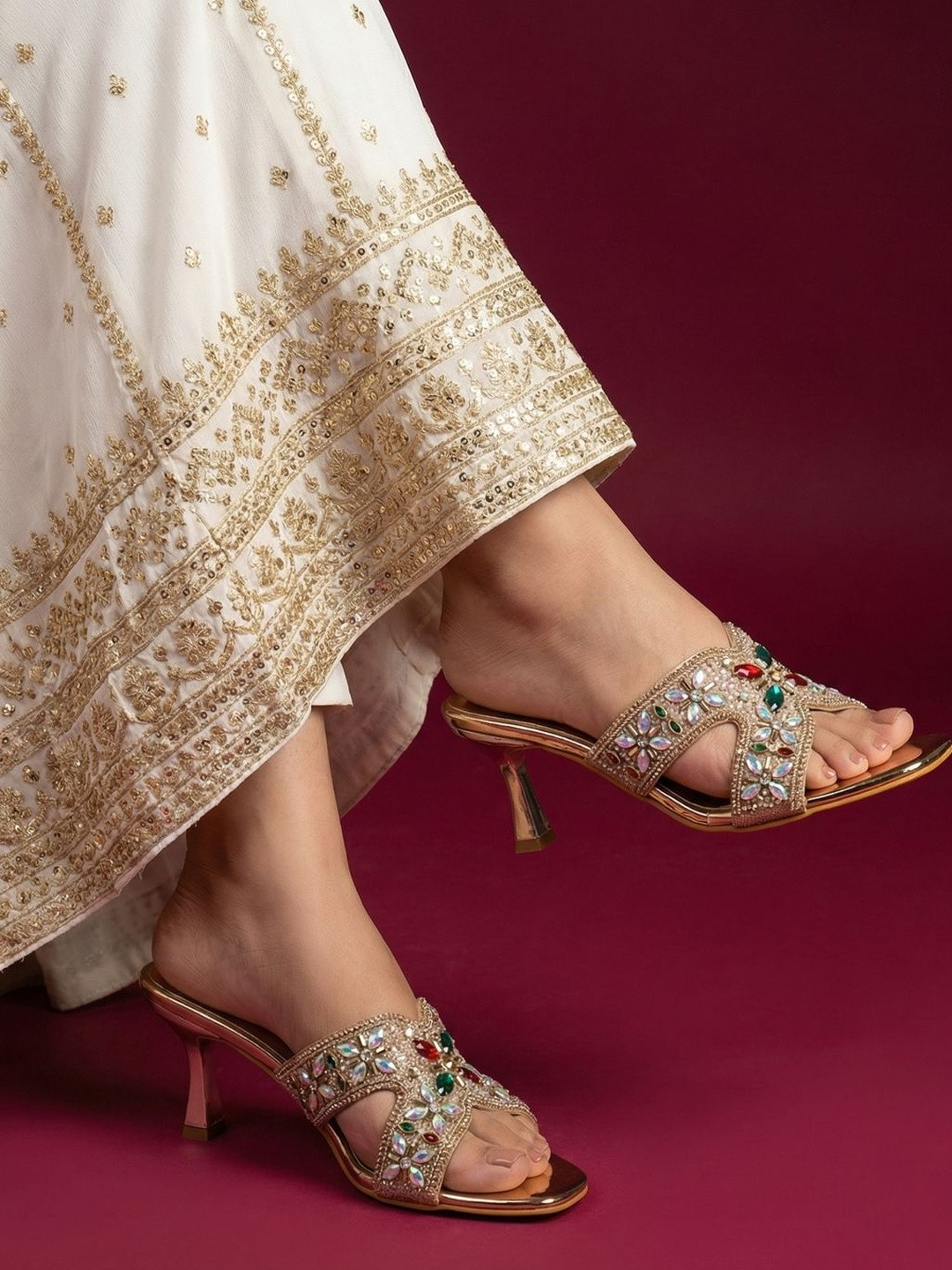 JodyHub Embellished Party Slim Heeled Mules