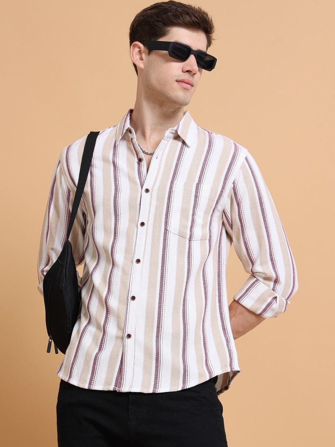 HERE&NOW Men Classic Striped Casual Shirt