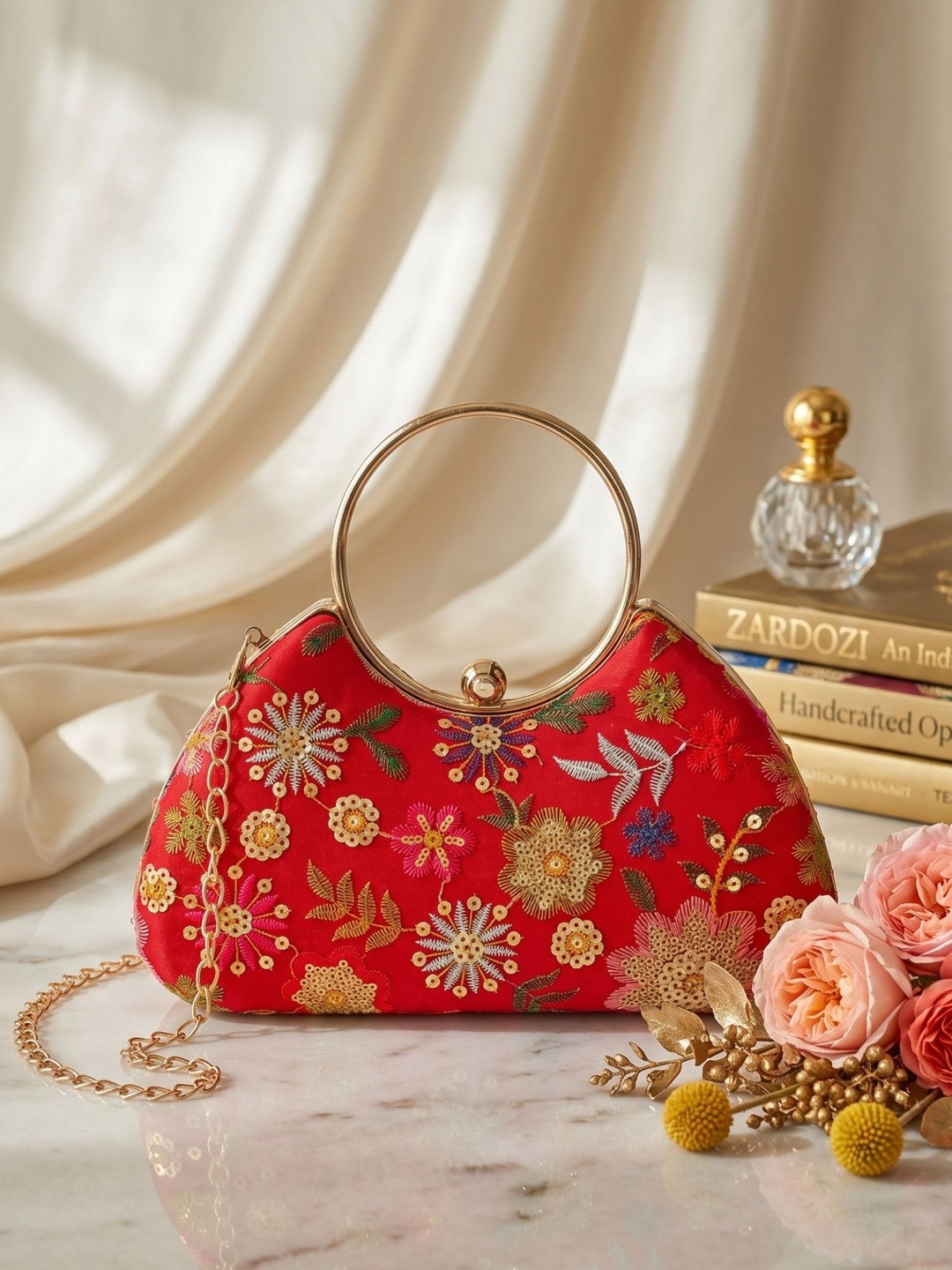 OSTY Embroidered Box Clutch