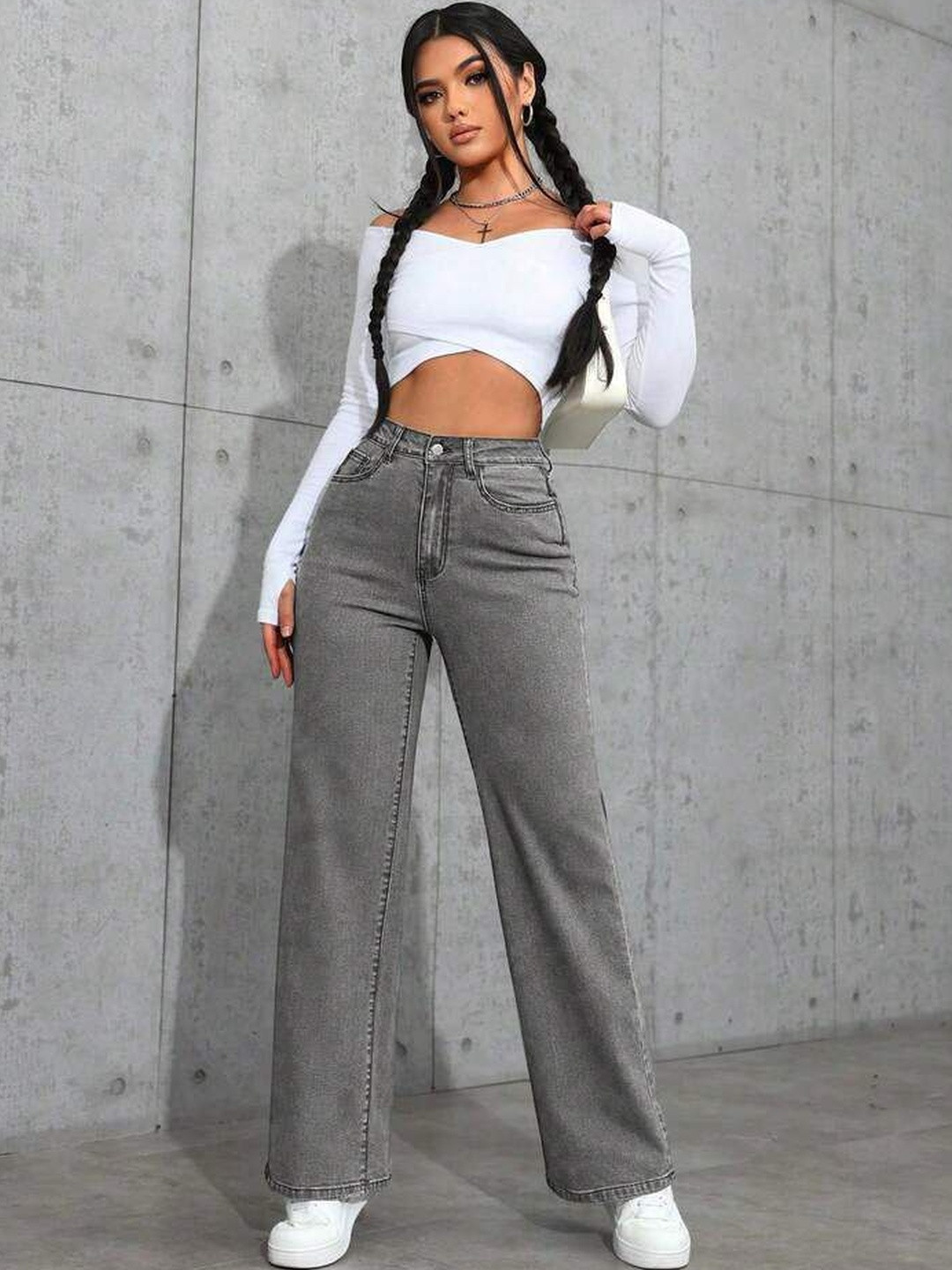 zayla Women Loose Wide Leg High-Rise Stretchable Jeans
