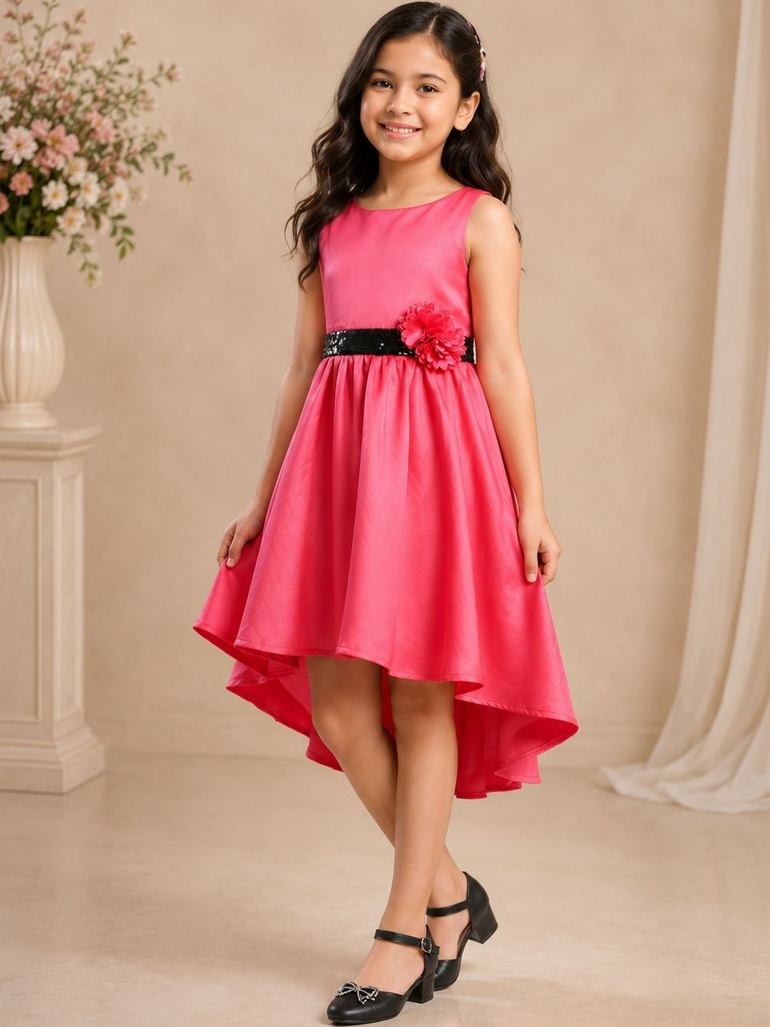 Dripteen Applique Satin Fit & Flare Dress