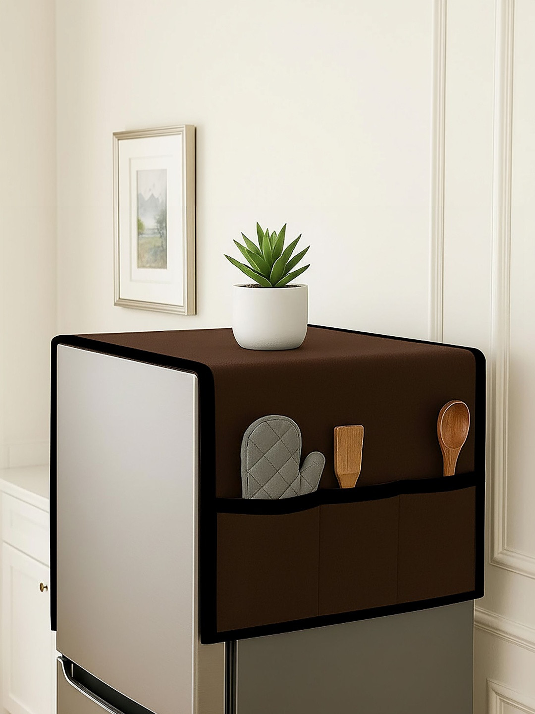 Fancy Walas Brown Refrigerator Appliance cover