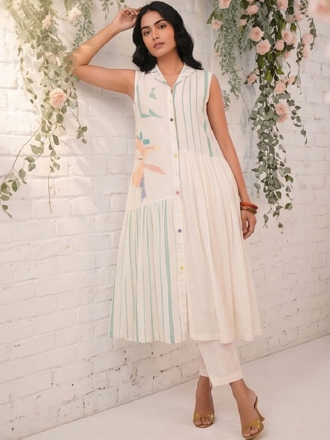 Varanga Women Floral Printed Empire Kurta with Trousers