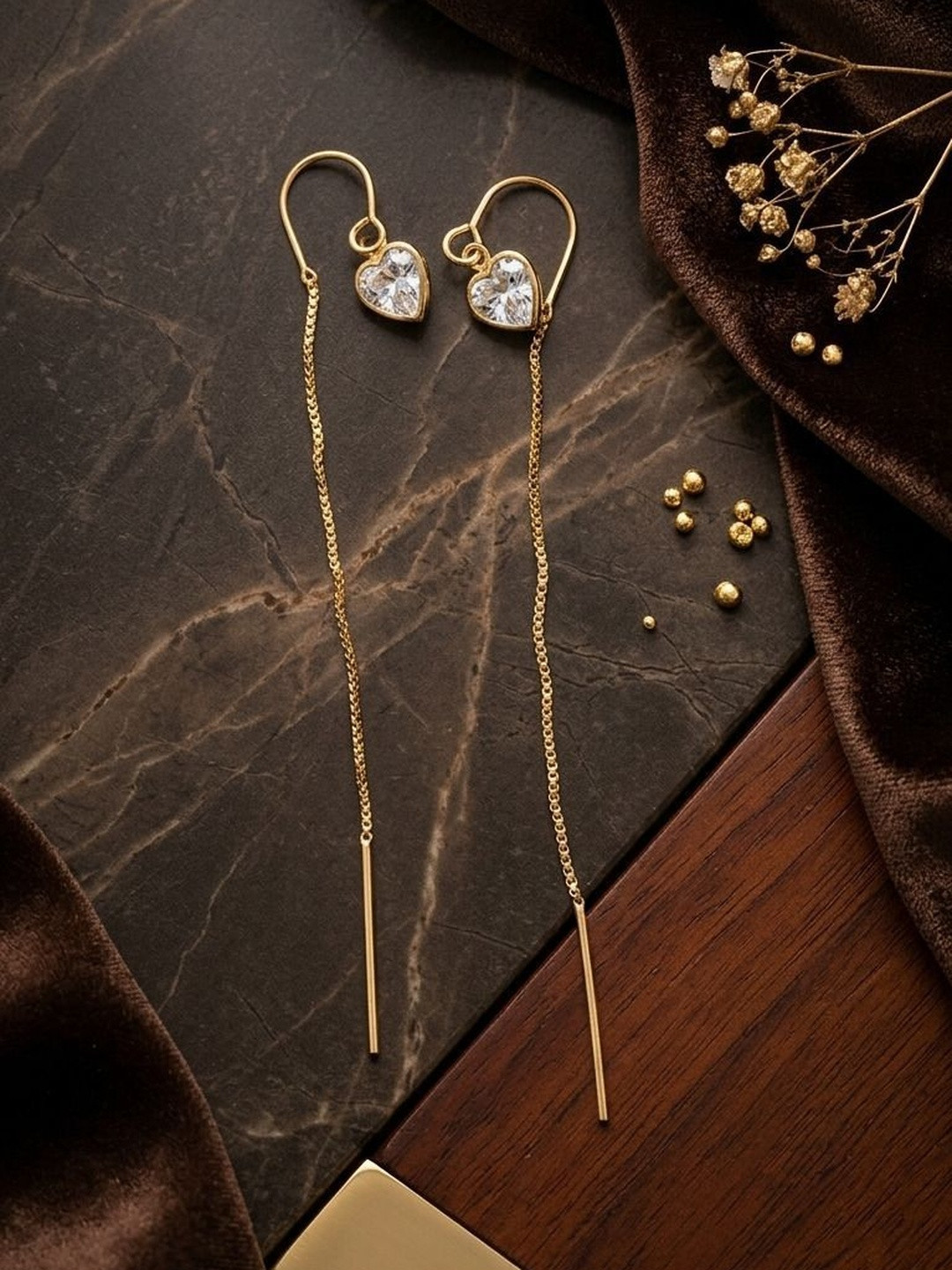 DEESHINE Heart Shaped Drop Earrings