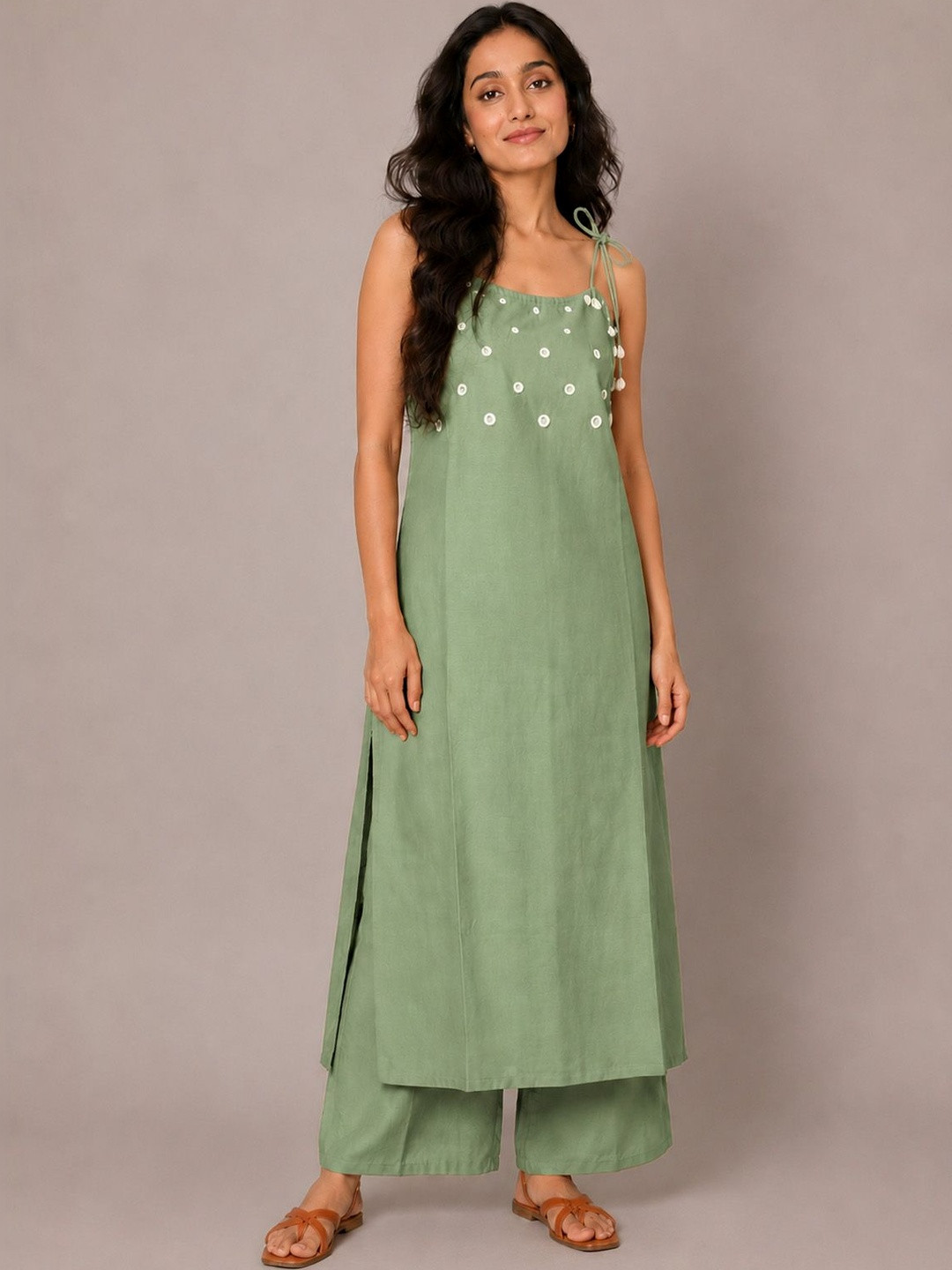 colorkosh Women Regular Mirror Work Kurta with Palazzos