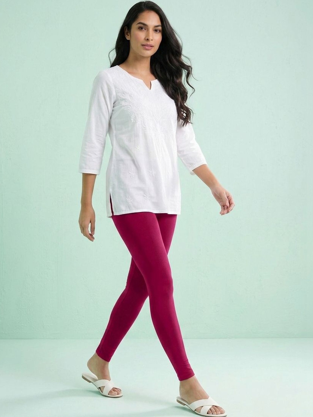 EMI Womens Fushia Ankle Length Leggings