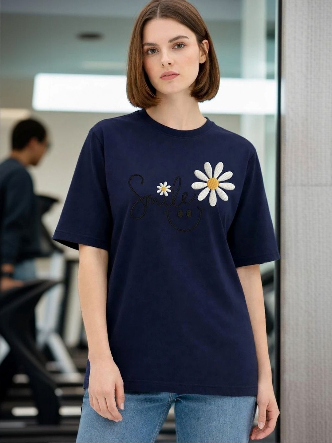 ABSOLUTE DEFENSE Floral Printed Cotton Oversized T-shirt