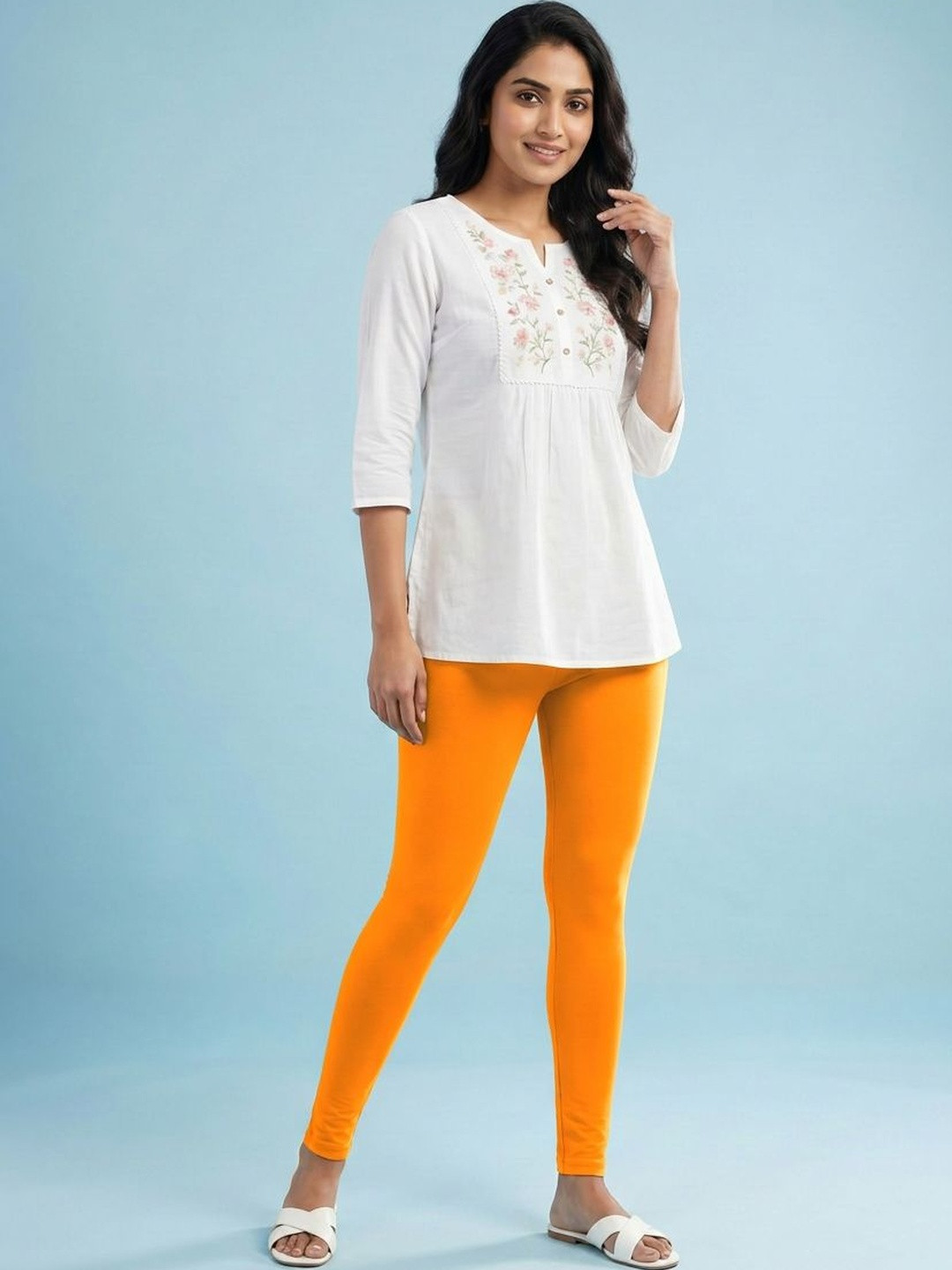 EMI Womens Brightmarigold Ankle Length Leggings