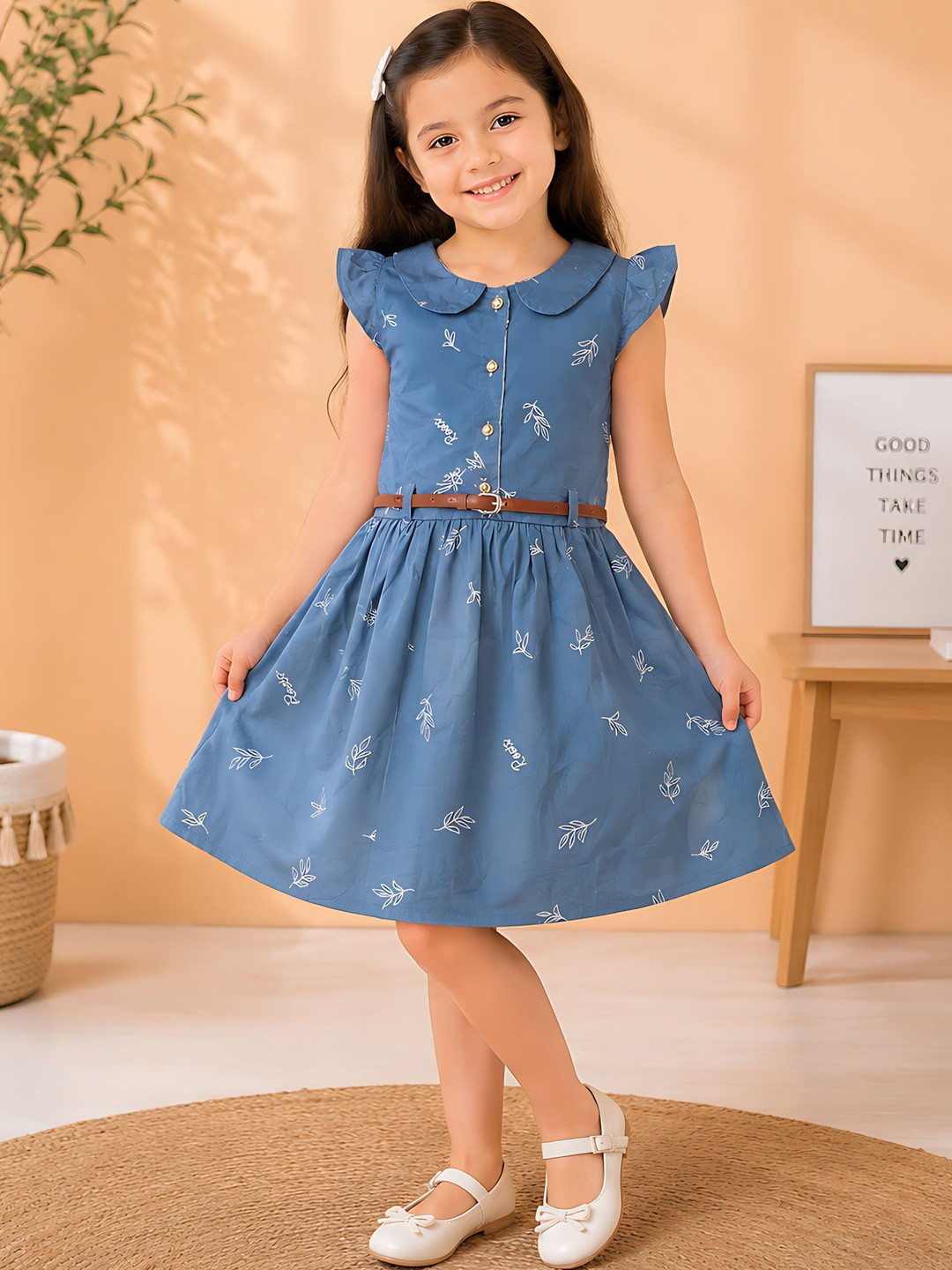 Arshia Fashions Embroidered Fit & Flare Sleeveless Dress