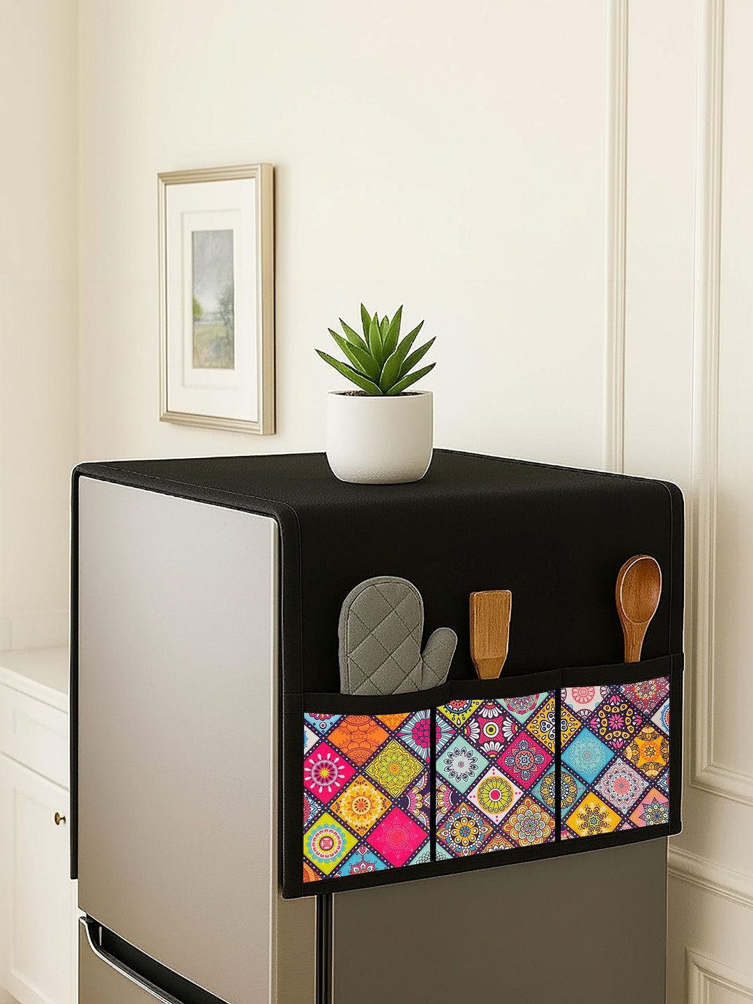 Fancy Walas Black Refrigerator Appliance cover