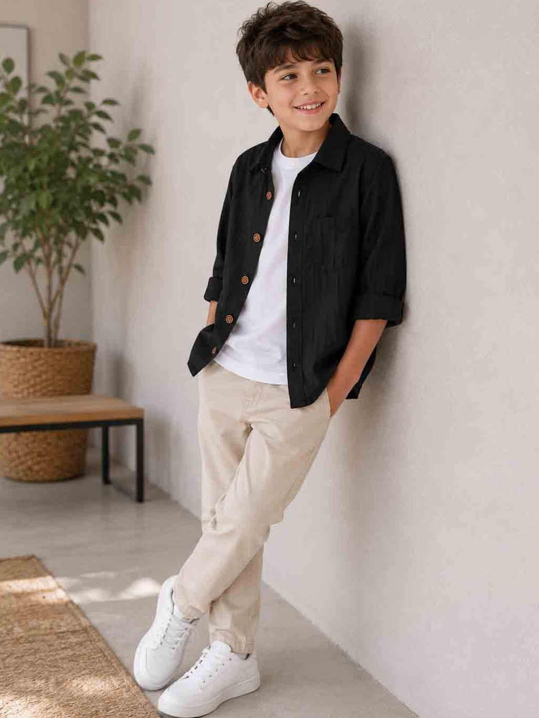 LA3MINE Unisex Kids Relaxed Casual Shirt