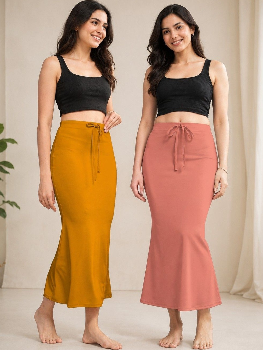 BAESD Pack Of 2 High-Waist Saree Shapewear