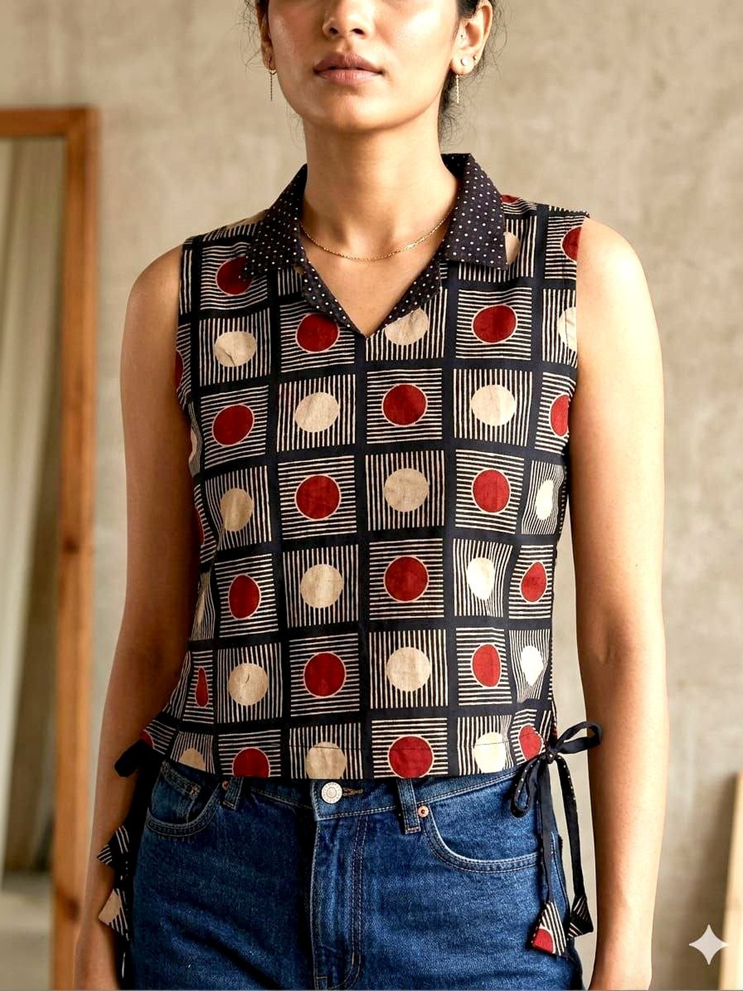 Maruti Tex Geometric Print Cotton Top