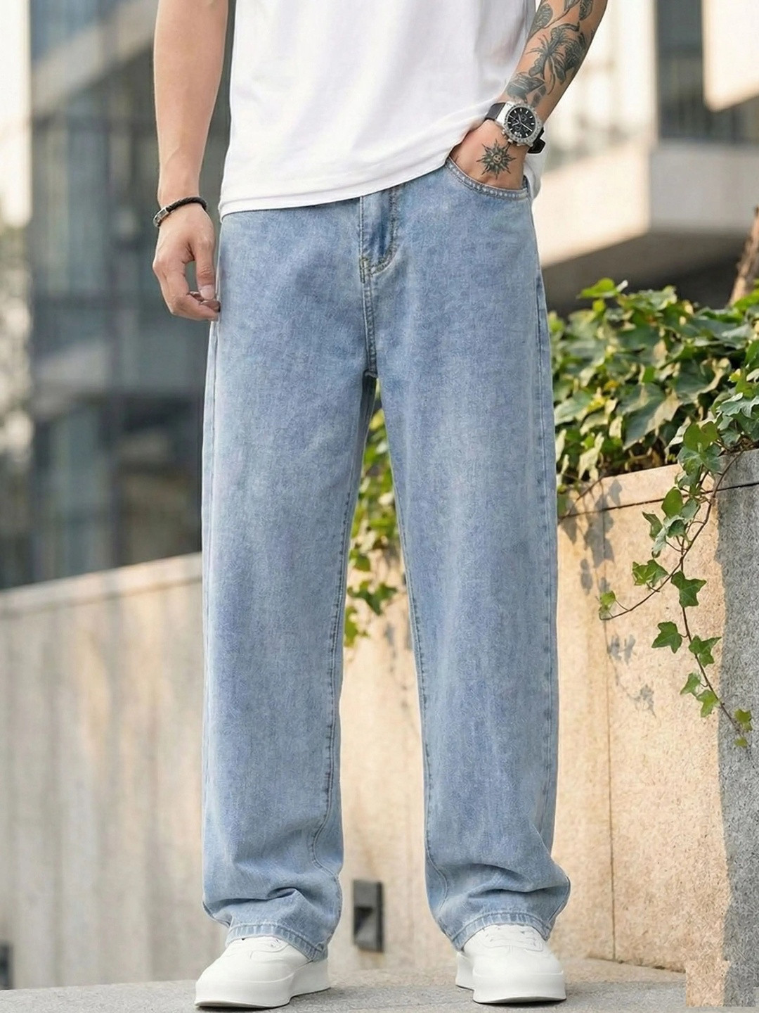Moda Rapido Men Classic Straight Fit Mid-Rise Light Fade Stretchable Jeans