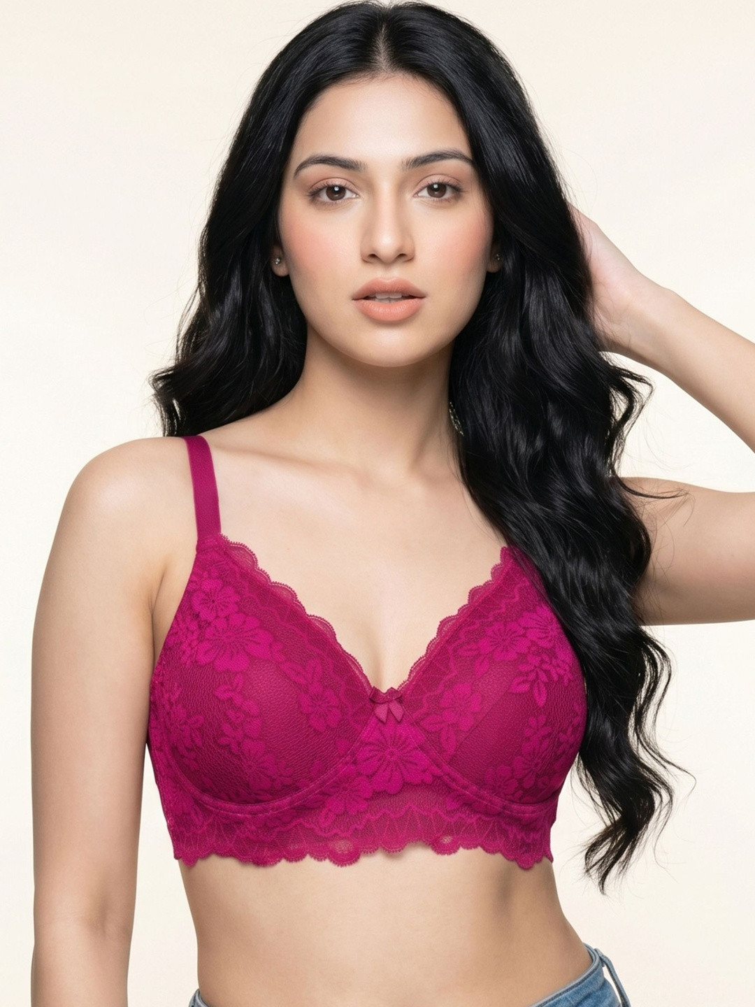 Intimist Cotton Padded Bonded Lace Bra