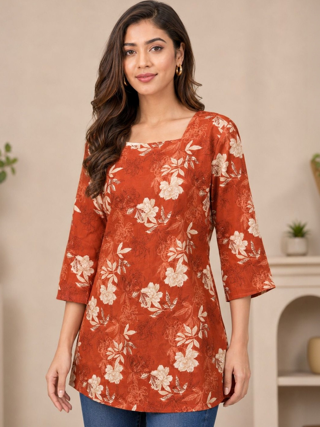 HARIKS Square Neck Printed Tunic