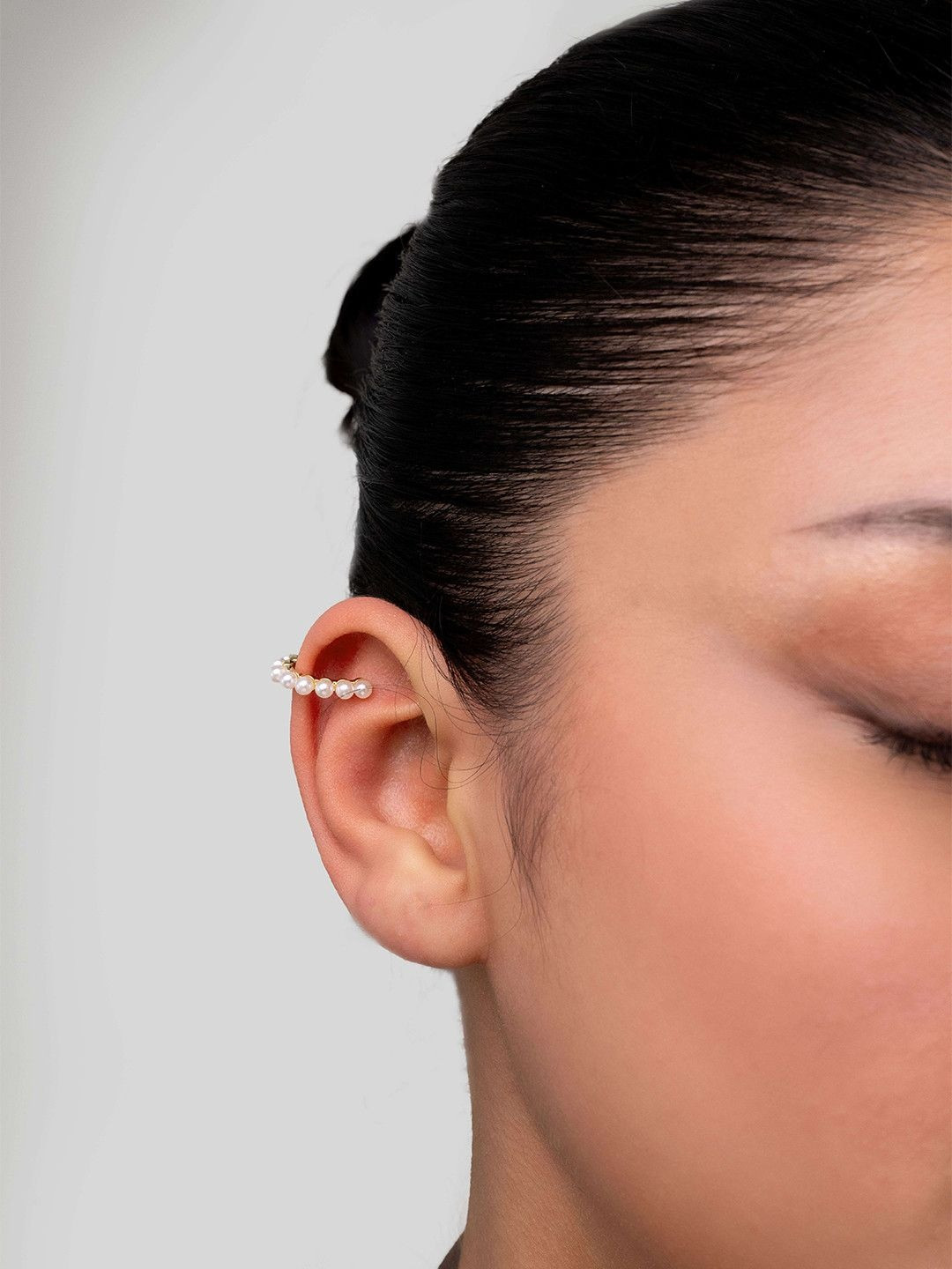 QUERALT Women Gold Toned Pearl Ear Cuff