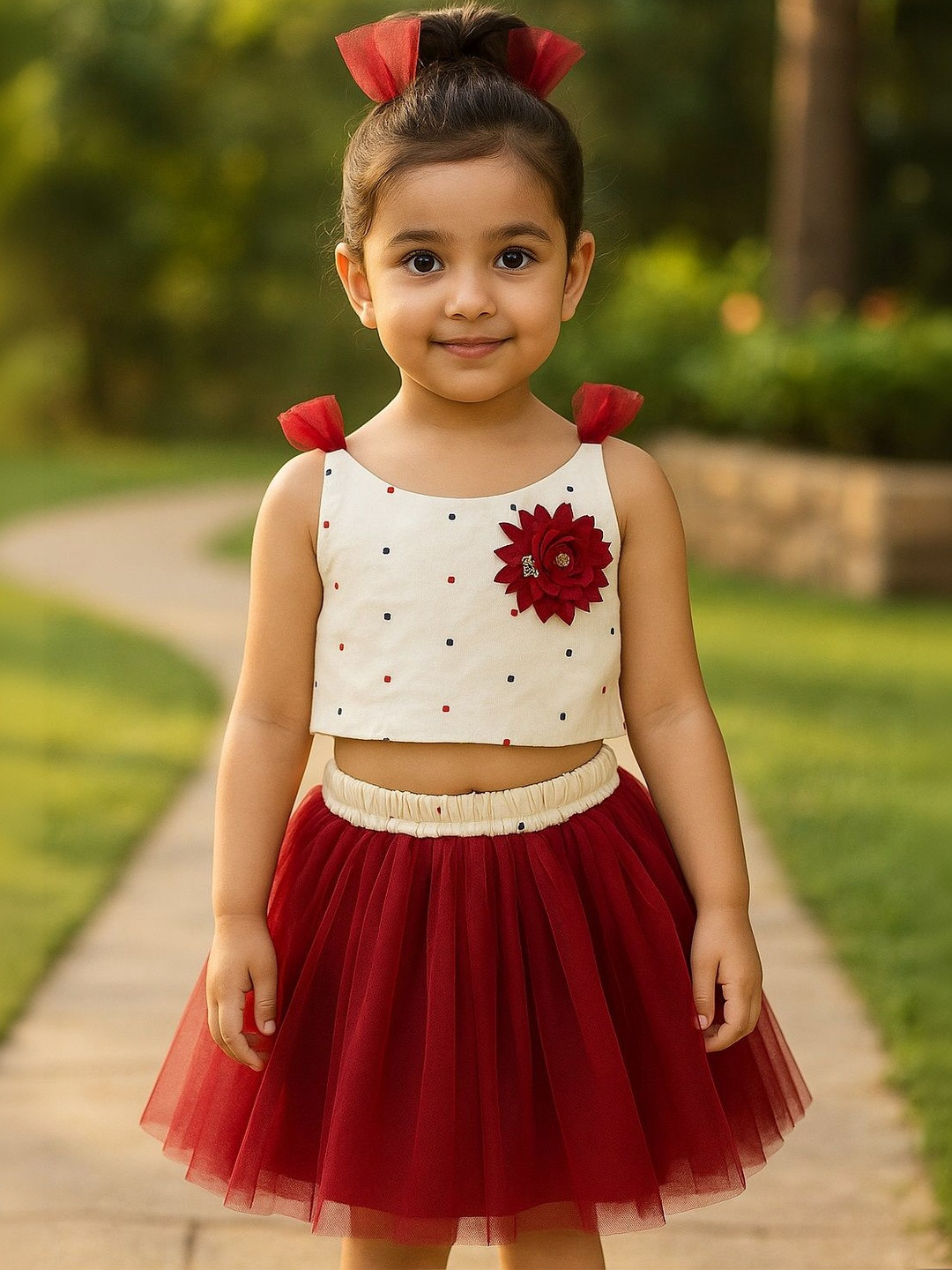 IRSIA Girls Printed Top with Skirt