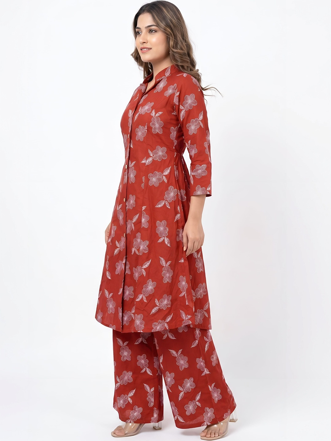 Nakhrelee Floral Printed A-Line Kurta with Palazzos
