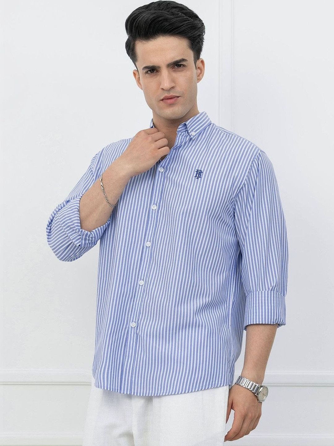 Red Tape Men Striped Printed Button-Down Collar Casual Shirt