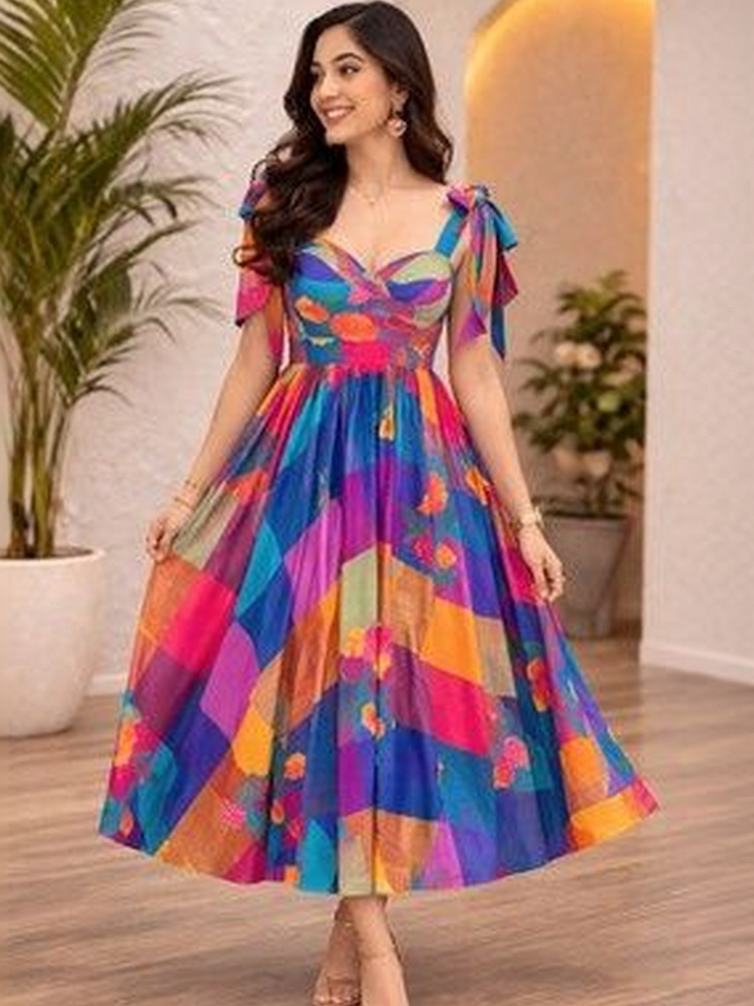 FFI Print Fit & Flare Midi Dress