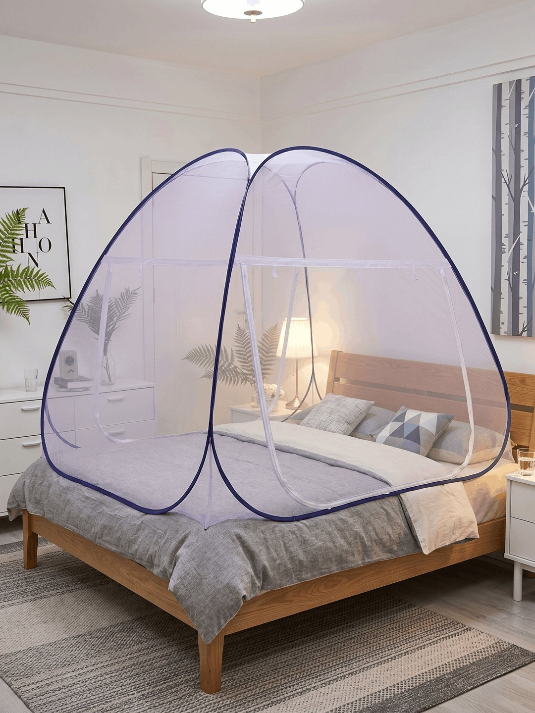 CATRON White & White King Size Tent Mosquito Net