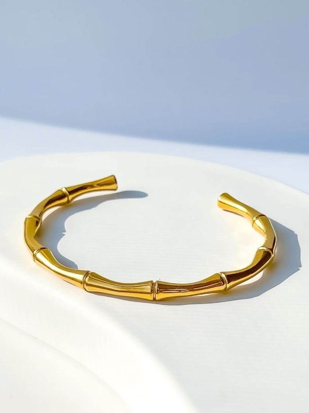 RaasRani Women Stainless Steel Gold-Plated Anti-Tarnish Bangle-Style Bracelet