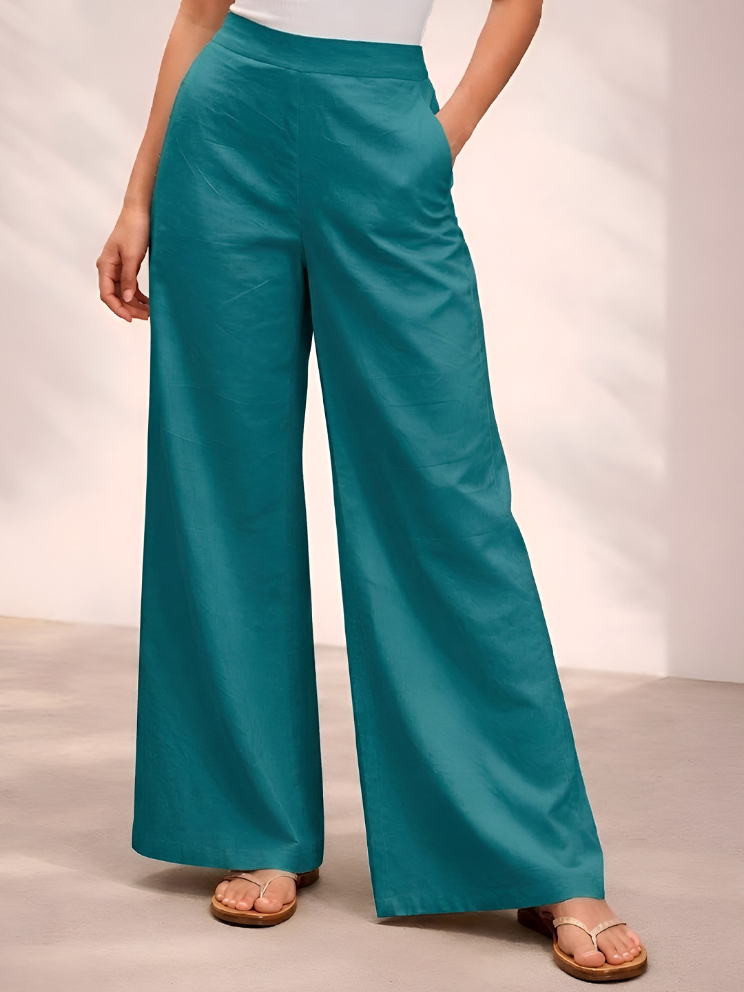 The Roadster Lifestyle Co Pure-Cotton Wide Leg Culottes Trousers
