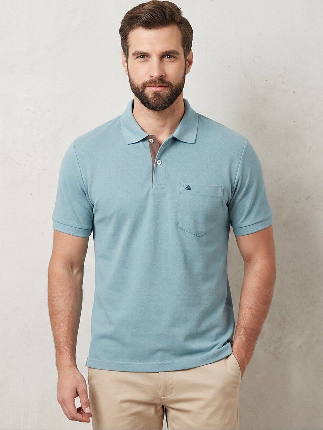 Pierre Carlo Men Polo Collar Pockets T-shirt