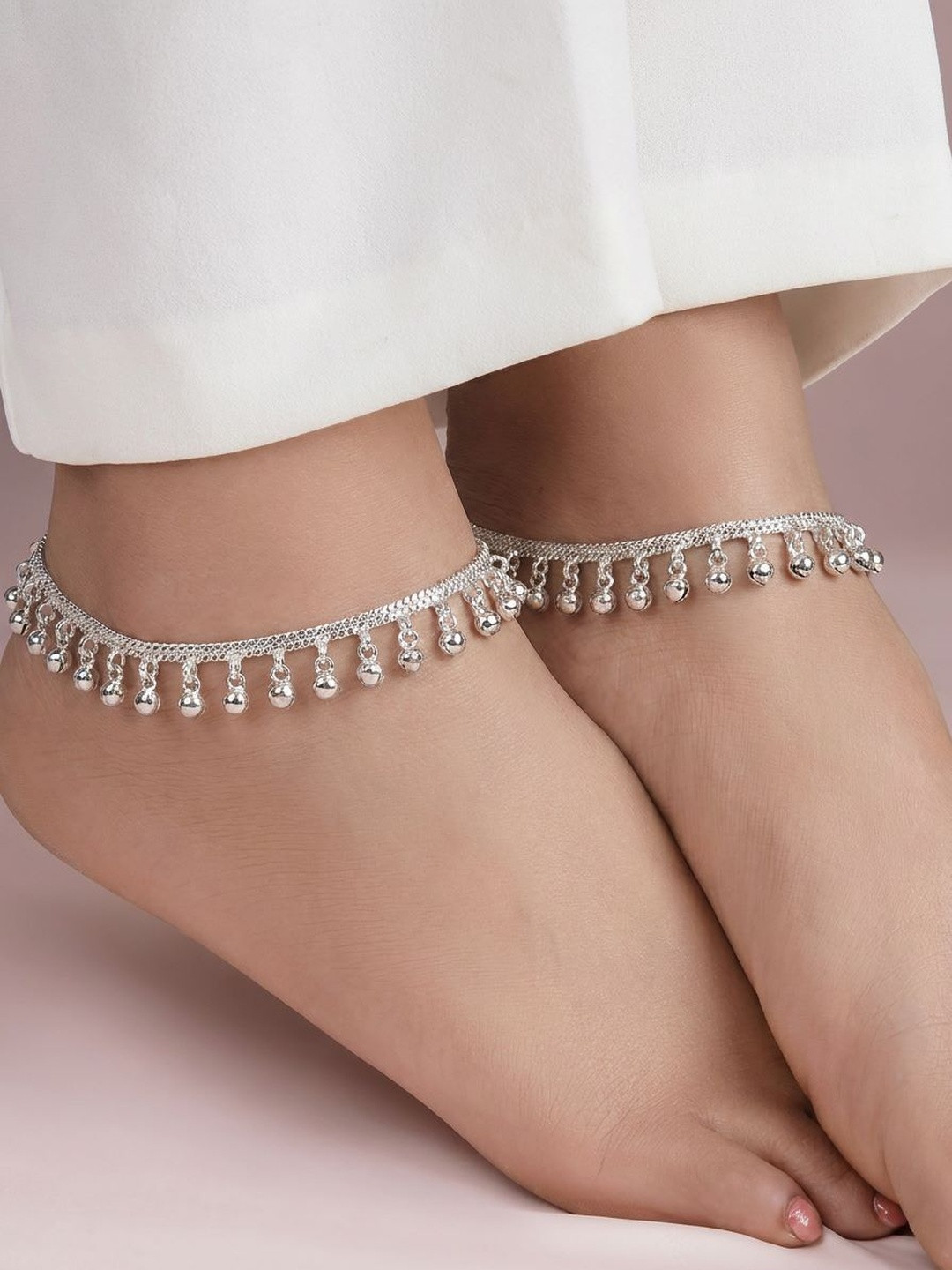 LAALI Silver-Plated Artificial Stones and Beads Anklet